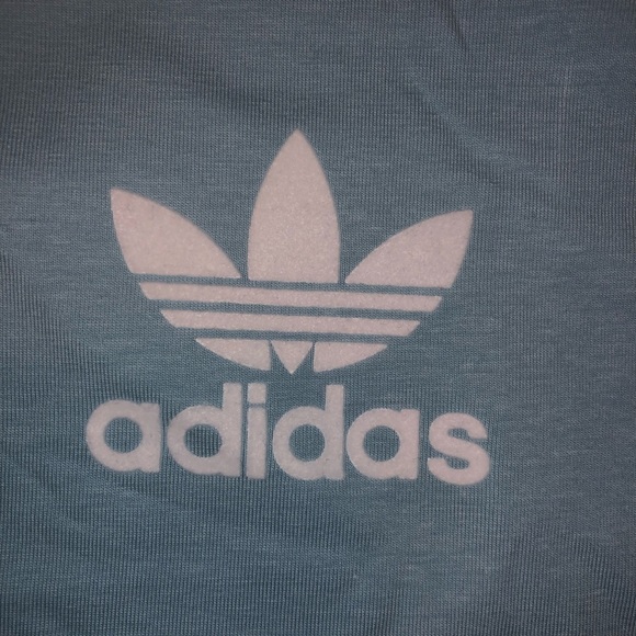 Light Blue Striped Adidas T-Shirt - Picture 4 of 5